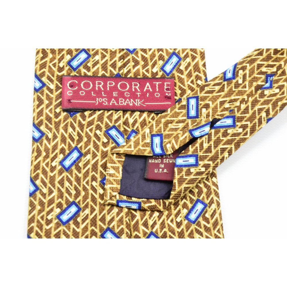 JOS.A.BANK Corporate Collection Silk Hand Sewn Neck Tie Gold Blue Geo‎ Pattern - Picture 3 of 3